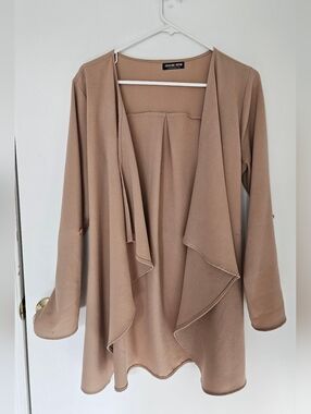 Fashion Nova Taupe Draped Open-Front Cardigan